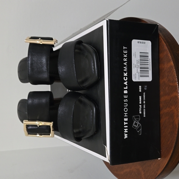 WHITE HOUSE BLACK MARKET BAMBOO BLACK SLIDE SANDAL SANDALS 6.5 W/ BOX - Picture 7 of 10